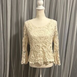 Women’s Boho Bridal Cream/White Lace Women's Top Size Medium